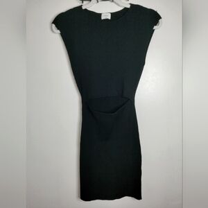 Wilfred Aritzia (Sz M) Black Stretch Ribbed Sleeveless Cutout Middle Mini Dress